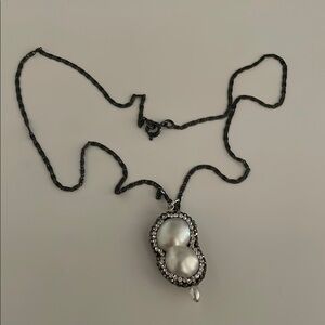 Victorian-Inspired Black and White Cameo Pearl Necklace